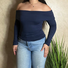 Load image into Gallery viewer, Alena Off The Shoulder Top (navy)
