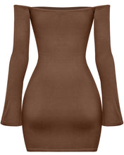 Load image into Gallery viewer, Belen Off The Shoulder Dress (brown)
