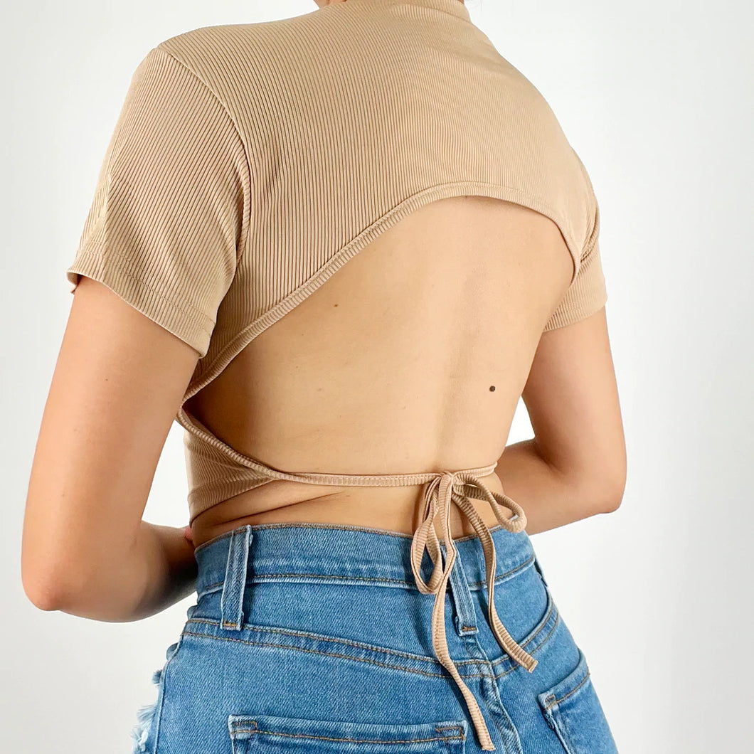 Backless Tie Top (khaki)